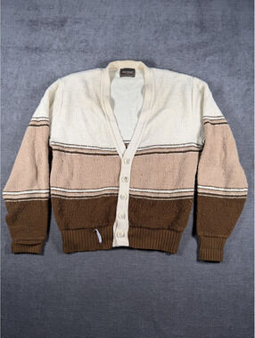 Olympus Vintage Color Block Button-Up Cardigan Sweater